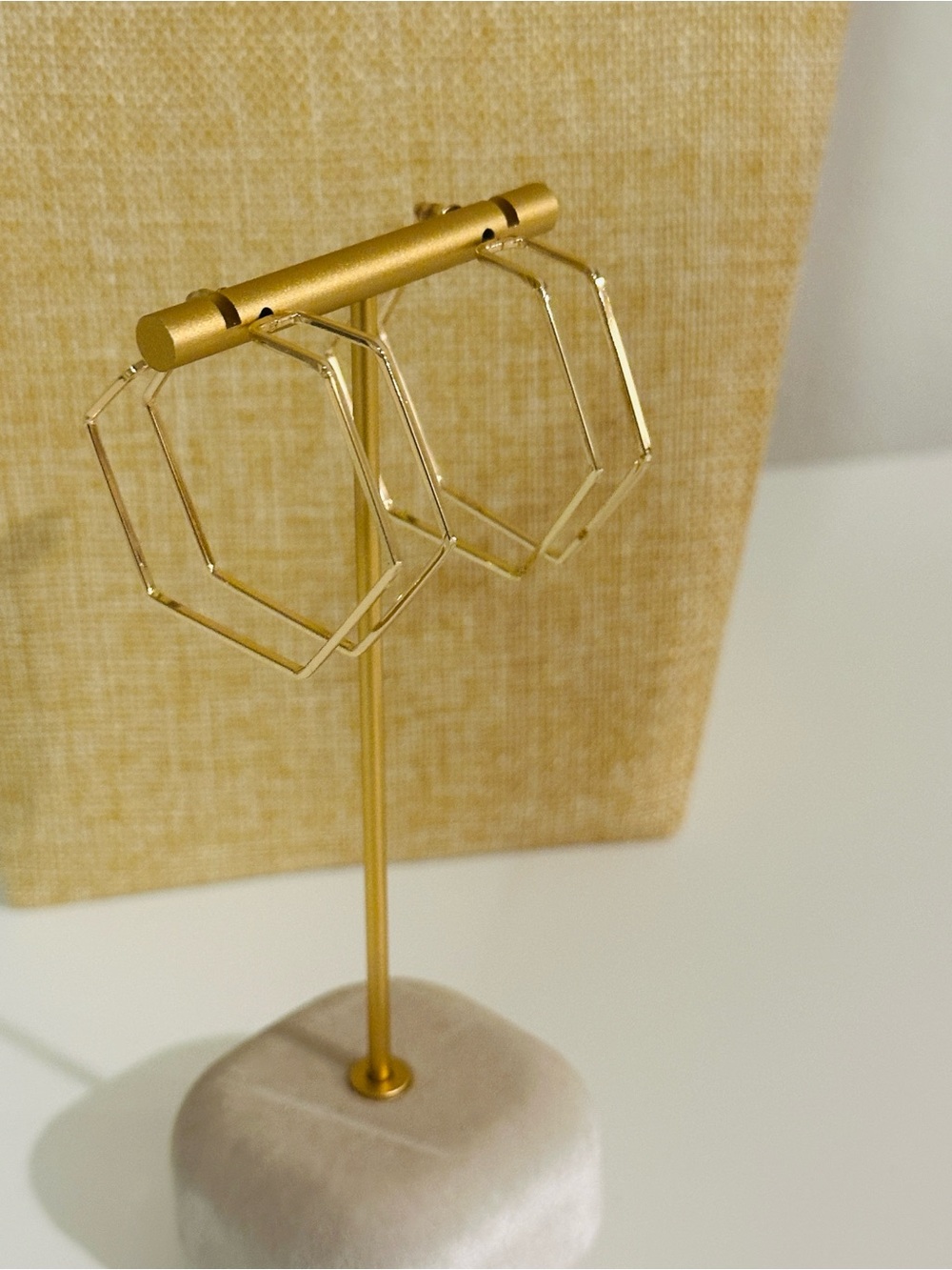 Fashion Jewelry Gold Hexagon Hoop Earrings